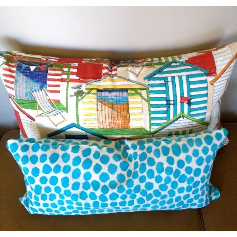 GENEVIEVE GORDER Turquoise Dot 10X20 LUMBAR IN/OUTDOOR Throw Pillow‎ Cover NEW